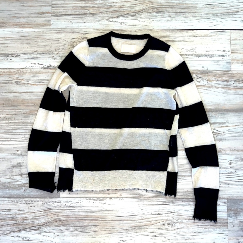 ZADIG & VOLTAIRE
Source Striped Cashmere Frayed sweater